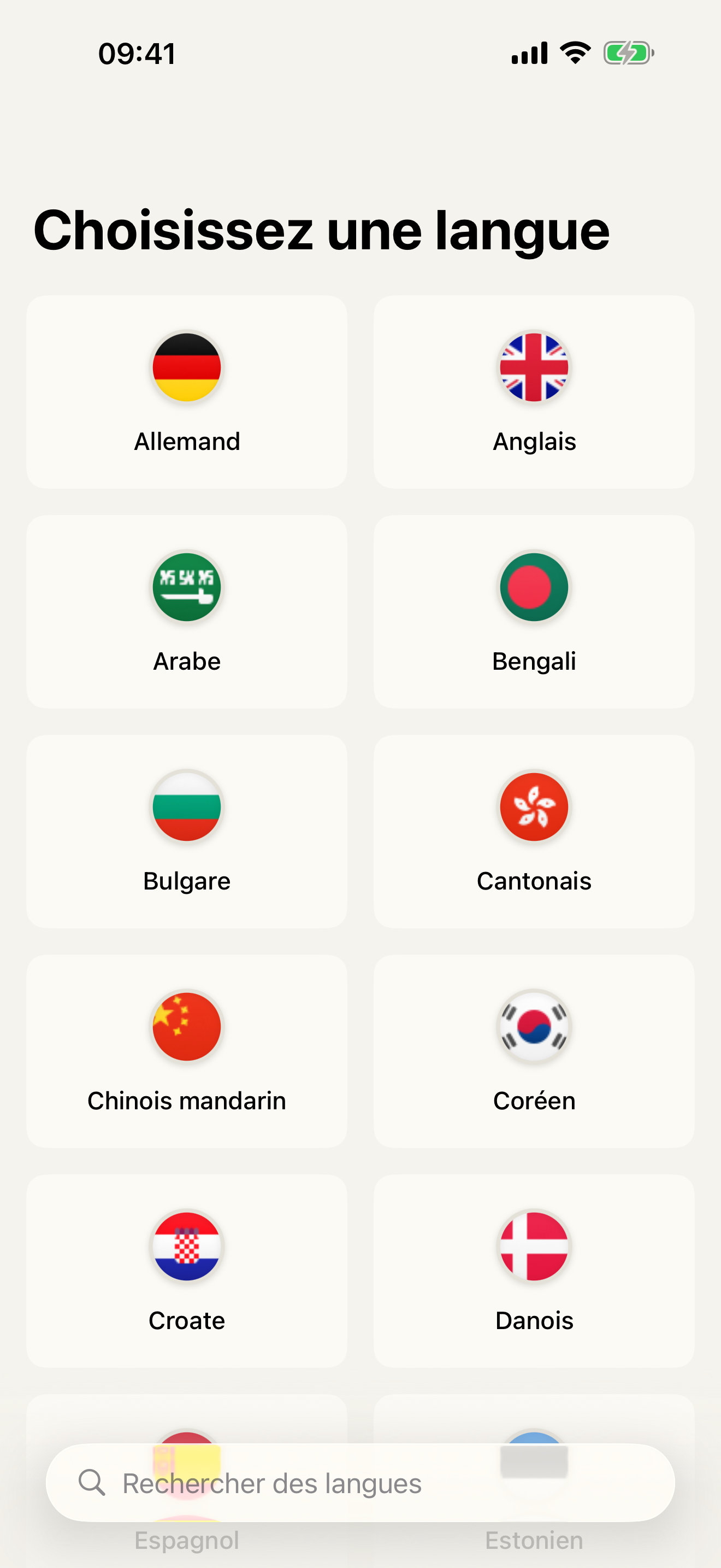 Choisissez une langue